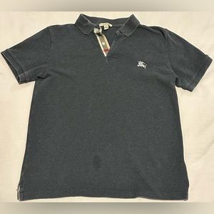 BURBERRY BRIT Polo Shirt Men's Gray Nova Check Cotton Size Small - Defect